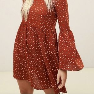 Bell Sleeve Polka Dot Swing Dress